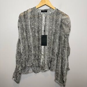 Massimo Dutti Gathered Snakeskin Python Print Blouse